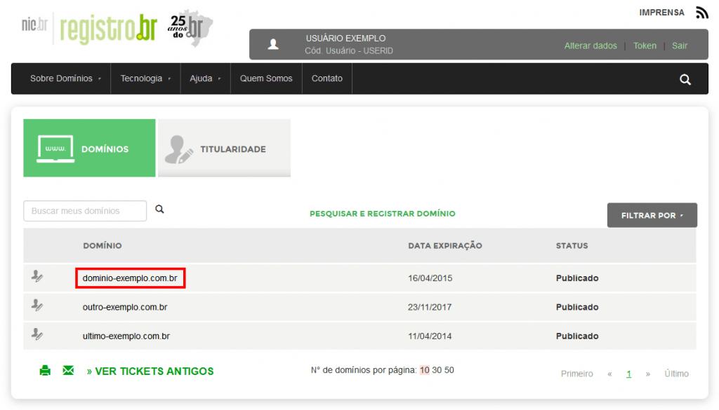 Painel de controle – Registro.br